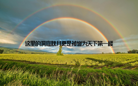 这里的洞庭秋月更是被誉为天下第一楼